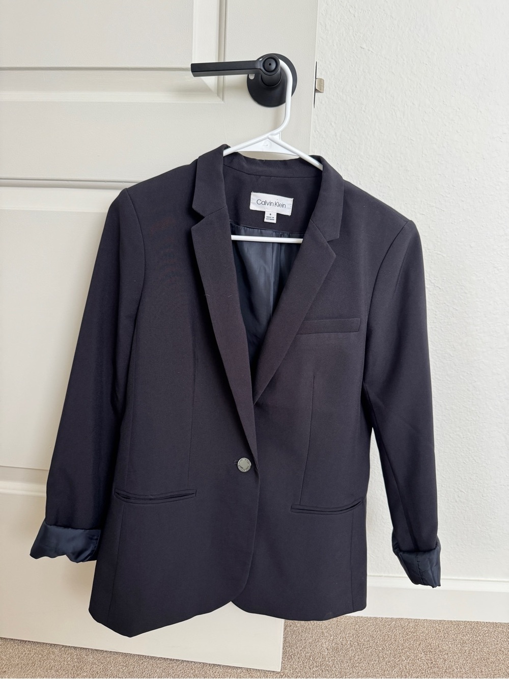 Calvin Klein Women's Navy Blue Single-Button Blazer